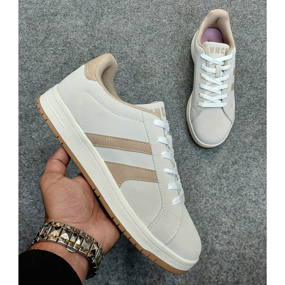 VENICE Suede Leather Casual Sneakers For Men - Off White-EFS-51